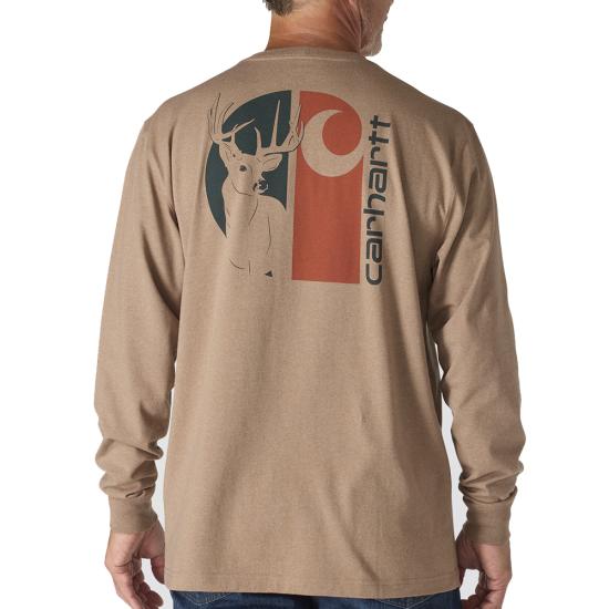 CARHARTT LOOSE FIT HEAVYWEIGHT LONG-SLEEVE POCKET DEER GRAPHIC T