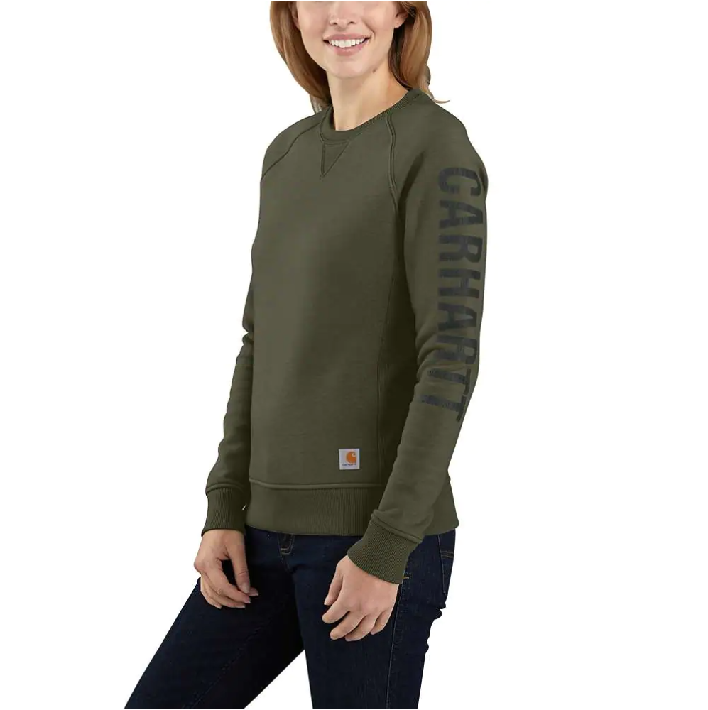CARHARTT WOMEN'S RELAXED FIT MIDWEIGHT CREWNECK BLOCK LOGO