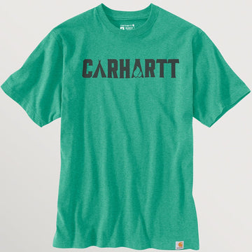 CARHARTT RELAXED FIT HEAVYWEIGHT SHORT-SLEEVE CAMP GRAPHIC T-SHIRT SEA GREEN HEATHER 105183