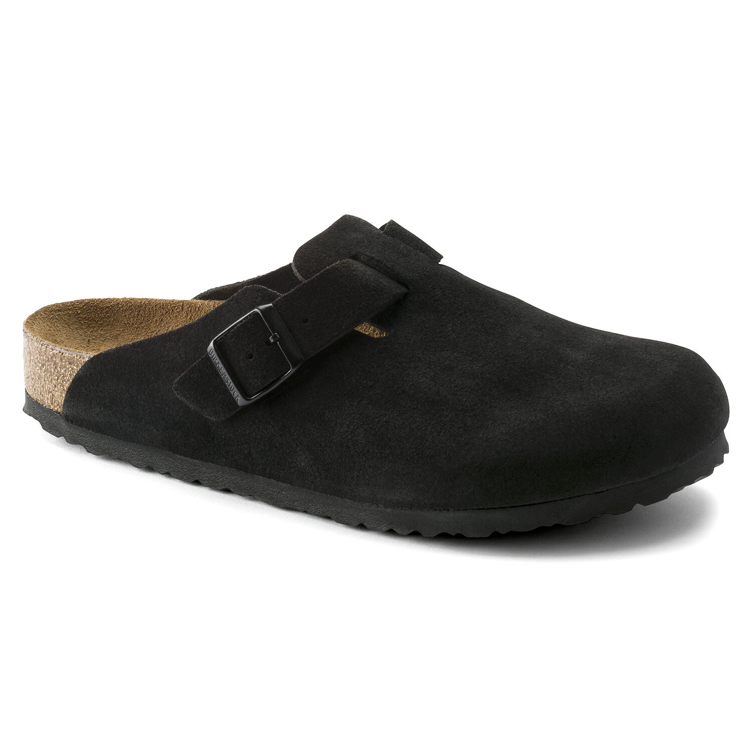 BIRKENSTOCK BOSTON SUEDE LEATHER SOFT FOOTBED BLACK 660471