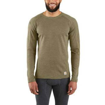 CARHARTT BASE FORCE HEAVYWEIGHT POLY-WOOL CREW BURNT OLIVE HEATHER MBL131
