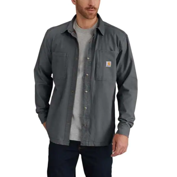 CARHARTT RUGGED FLEX RELAXED FIT CANVAS FLEECE-LINED SNAP-FRONT