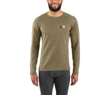 CARHARTT BASE FORCE HEAVYWEIGHT POLY-WOOL CREW BURNT OLIVE HEATHER MBL119