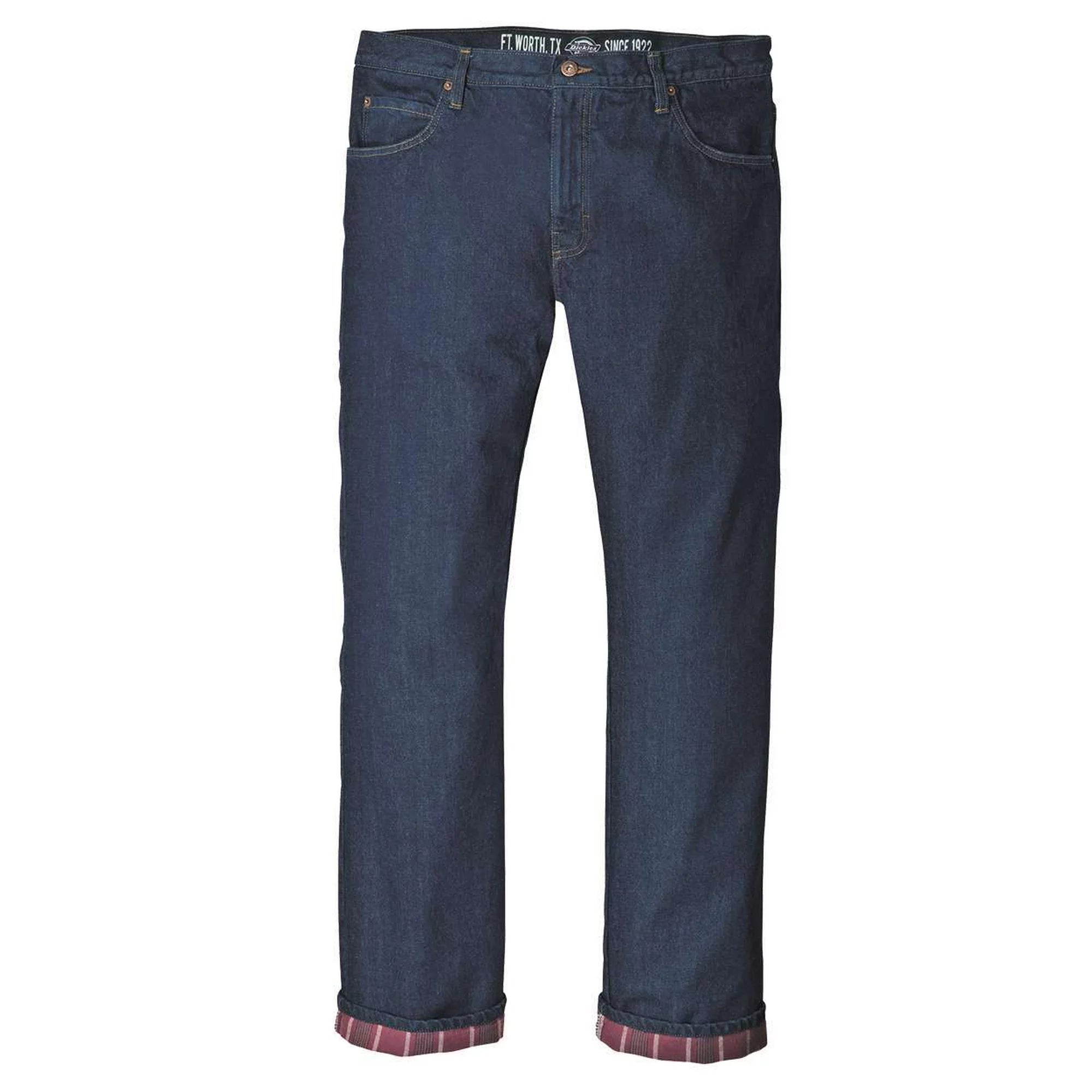 Dickies Flannel-Lined Jeans 40x32 Relaxed Fit Tapered Leg Blue Denim