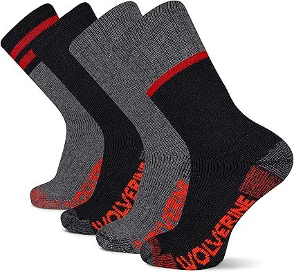 WOLVERINE WILDERNESS THERMAL BOOT SOCK BOOT CREW 4 pack