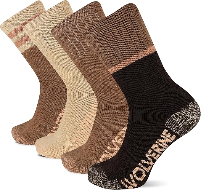 WOLVERINE WILDERNESS THERMAL BOOT SOCK BOOT CREW 4 pack