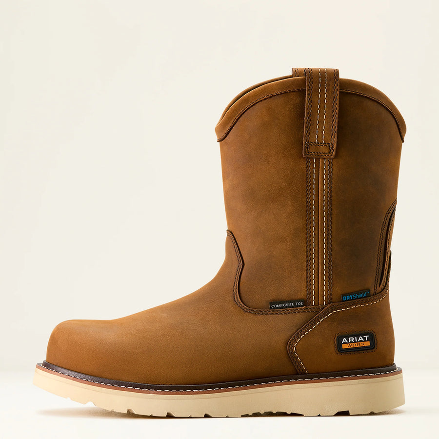 Ariat Distressed Brown Rebar Wedge Pull On Waterproof Composite Toe 10053613