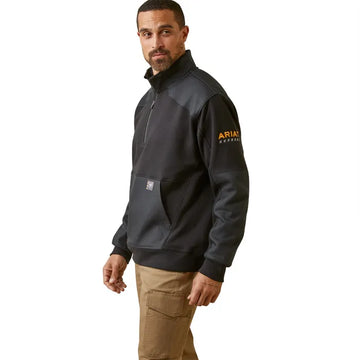 Ariat Men's Black Rebar Workman Duracanvas 1/4 Zip Sweatshirt 10046401