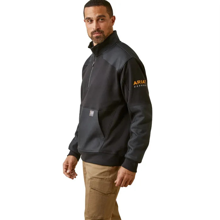 Ariat Men's Black Rebar Workman Duracanvas 1/4 Zip Sweatshirt 10046401
