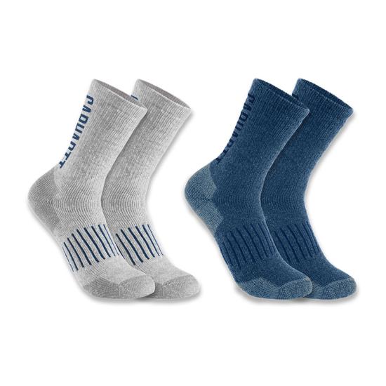 Carhartt Midweight Synthetic-Wool Blend Logo Crew Sock 2-Pack SC9522M