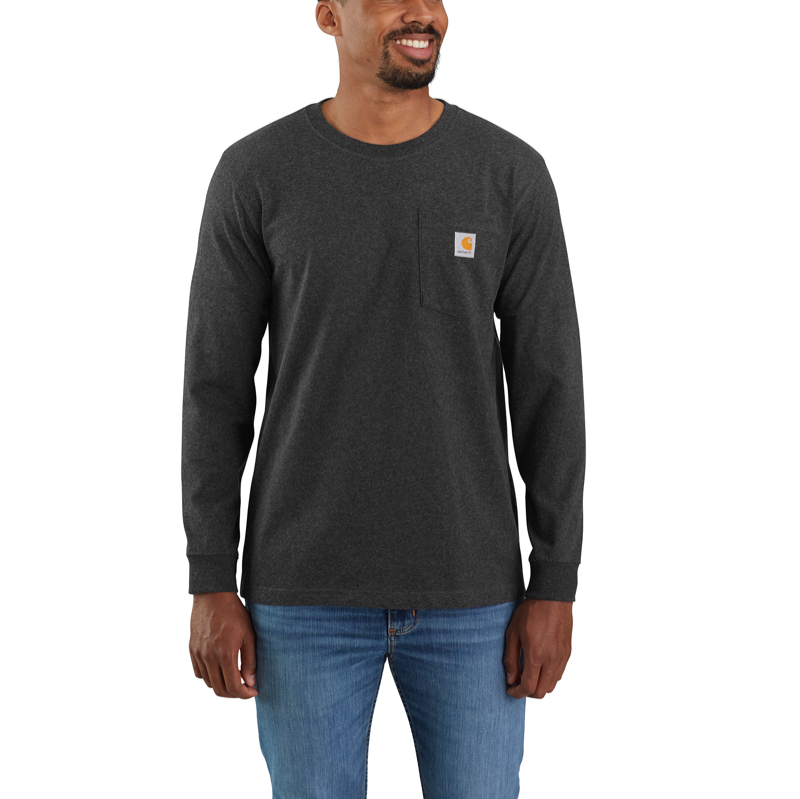 CARHARTT RELAXED FIT HEAVYWEIGHT LONG-SLEEVE POCKET MOUNTAIN GRAPHIC T-SHIRT CARBON HEATHER 105058