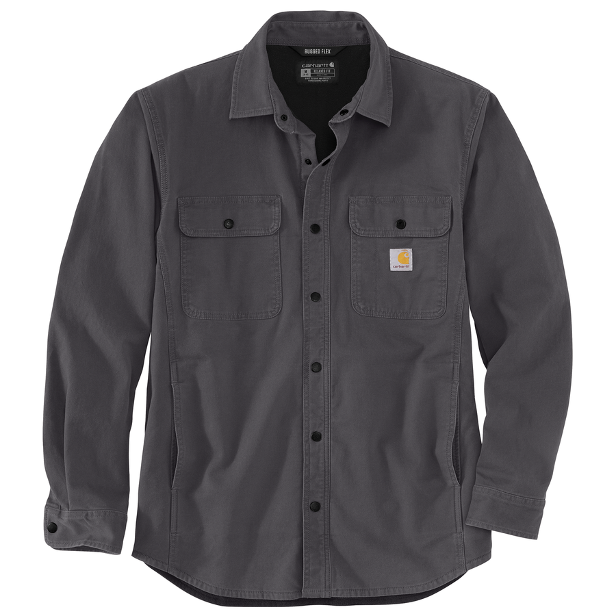 CARHARTT RUGGED FLEX RELAXED FIT CANVAS FLEECE LINED SHIRT JAC
