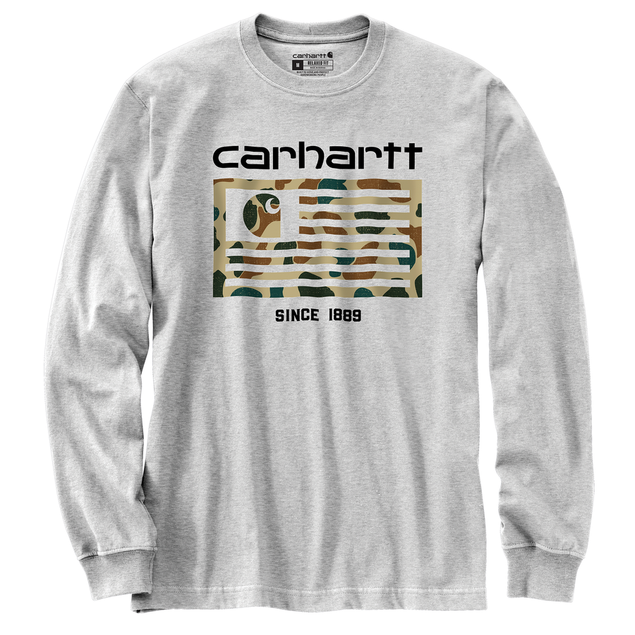 CARHARTT RELAXED FIT MIDWEIGHT LONG-SLEEVE CAMO FLAG GRAPHIC T-SHIRT 105429