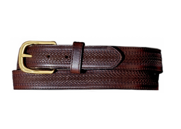 BRIGHTON OIL TAN EMBOSSED WITH STITCHING BELT BROWN 29707
