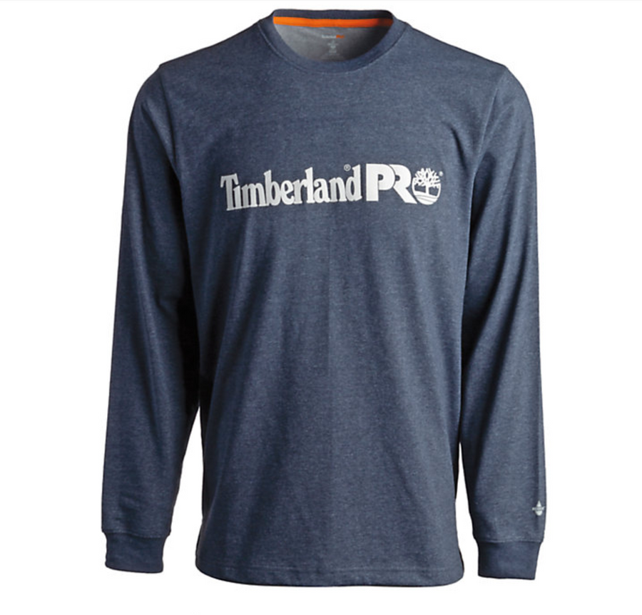 TIMBERLAND PRO BASE PLATE LONG-SLEEVE GRAPHIC T-SHIRT NAVY/HEATHER WHITE A23RB