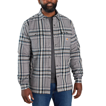CARHARTT RELAXED FIT FLANNEL SHERPA-LINED SHIRT JAC ASPHALT 105430