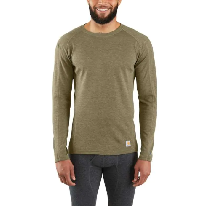 CARHARTT BASE FORCE HEAVYWEIGHT POLY-WOOL CREW BURNT OLIVE HEATHER MBL131