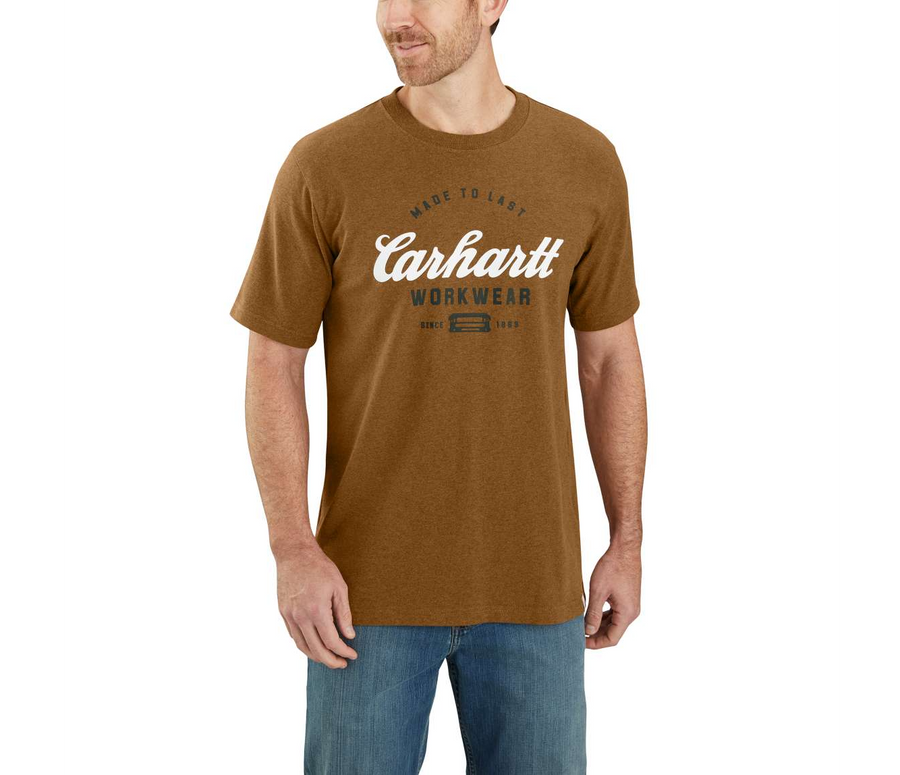 CARHARTT RELAXED FIT HEAVYWEIGHT SHORT-SLEEVE MADE TO LAST GRAPHIC T-SHIRT OILED WALNUT HEATHER 104181