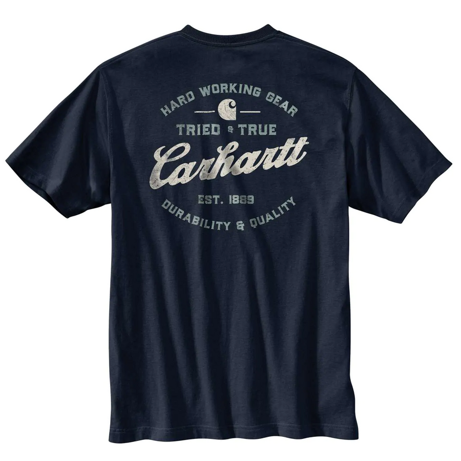 CARHARTT RELAXED FIT HEAVYWEIGHT SHORT-SLEEVE POCKET TRIED AND TRUE GRAPHIC T-SHIRT NAVY 104612