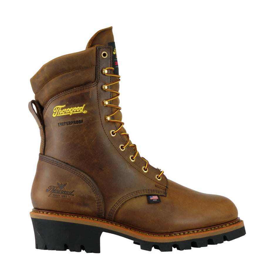 THOROGOOD USA LOGGER SERIES 9″ BROWN TRAIL CRAZY-HORSE INSULATED 400G WATERPROOF STEEL TOE 804-3554